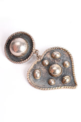 Vintage Brenda Schoenfeld 1992 Sterling Silver Heart Drop Earrings flat braid at Recess Los Angeles