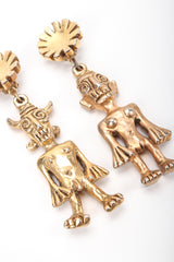 Recess Vintage Scooter Gold Mayan Incan Aztec Style Figurine Earrings on White Background