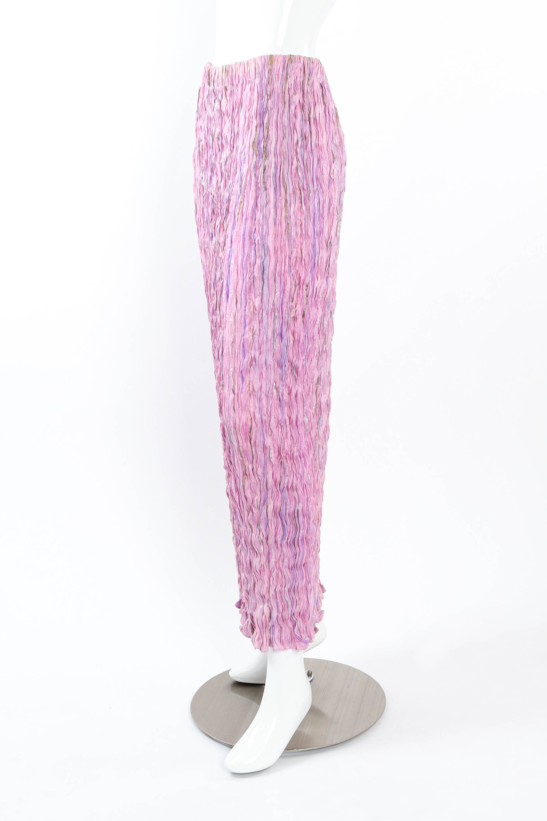 Vintage Shebue Pleated Mirage Top & Skirt Set mannequin skirt side  @ Recess LA
