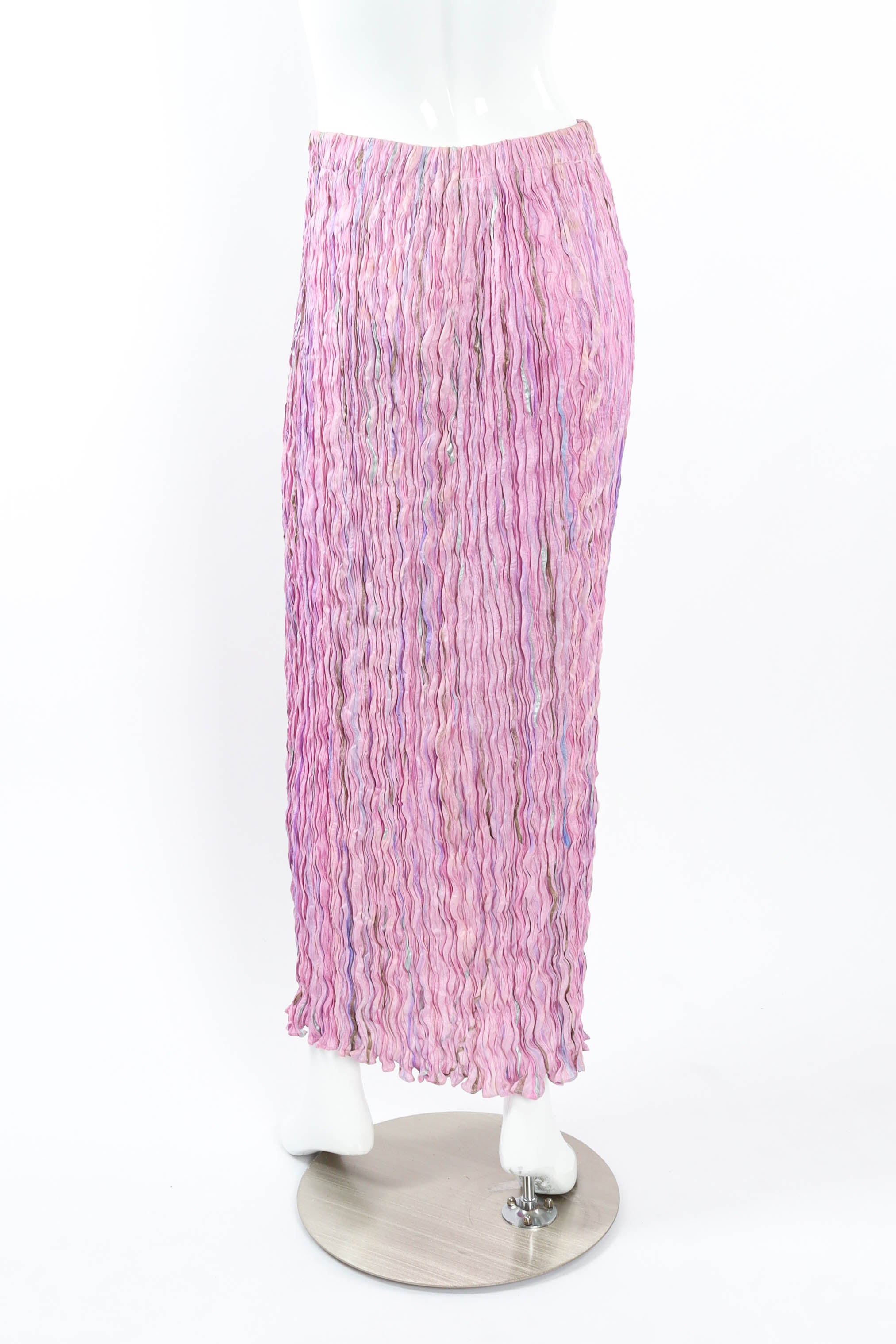 Vintage Shebue Pleated Mirage Top & Skirt Set mannequin skirt back @ Recess LA