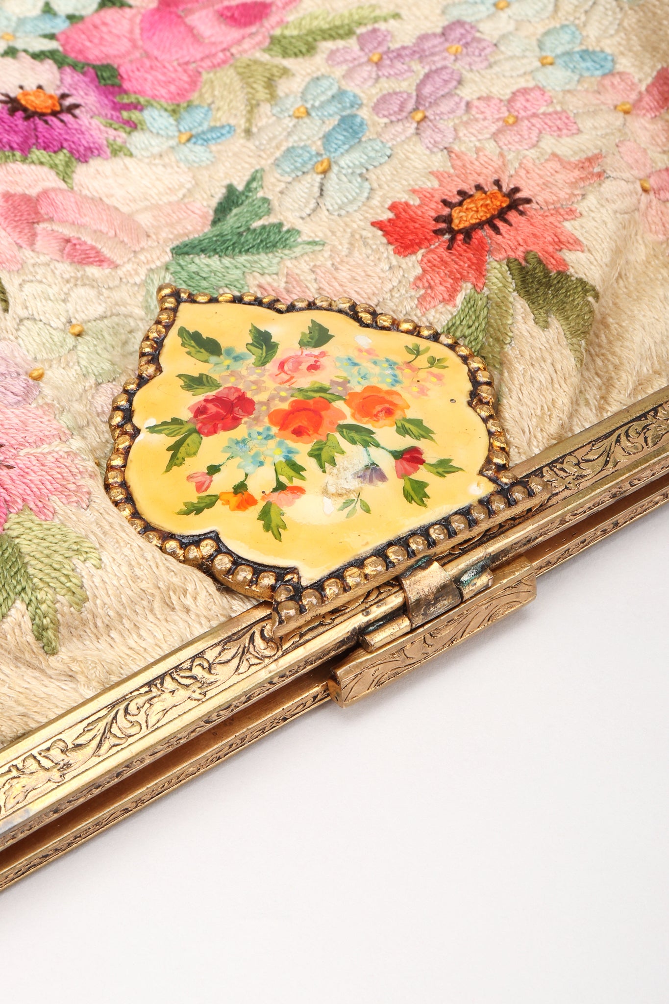 Recess Los Angeles Designer Consignment Vintage Scherick Paris Antique Floral Tapestry Clutch Purse