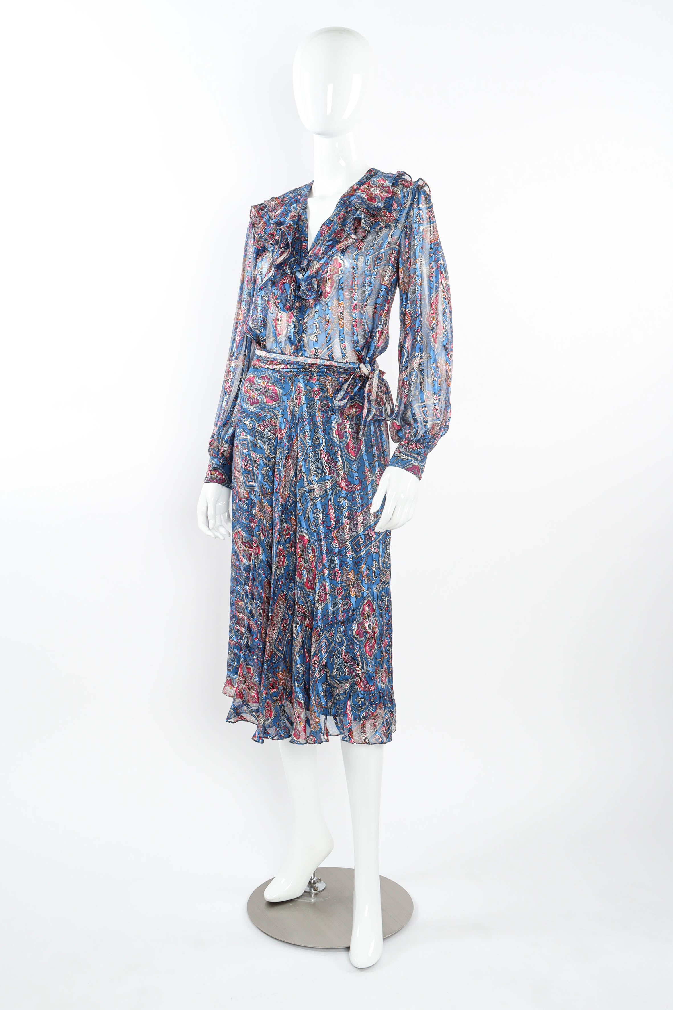 Vintage The Silk Farm Sheer Paisley Top & Skirt Set mannequin angle @ Recess LA