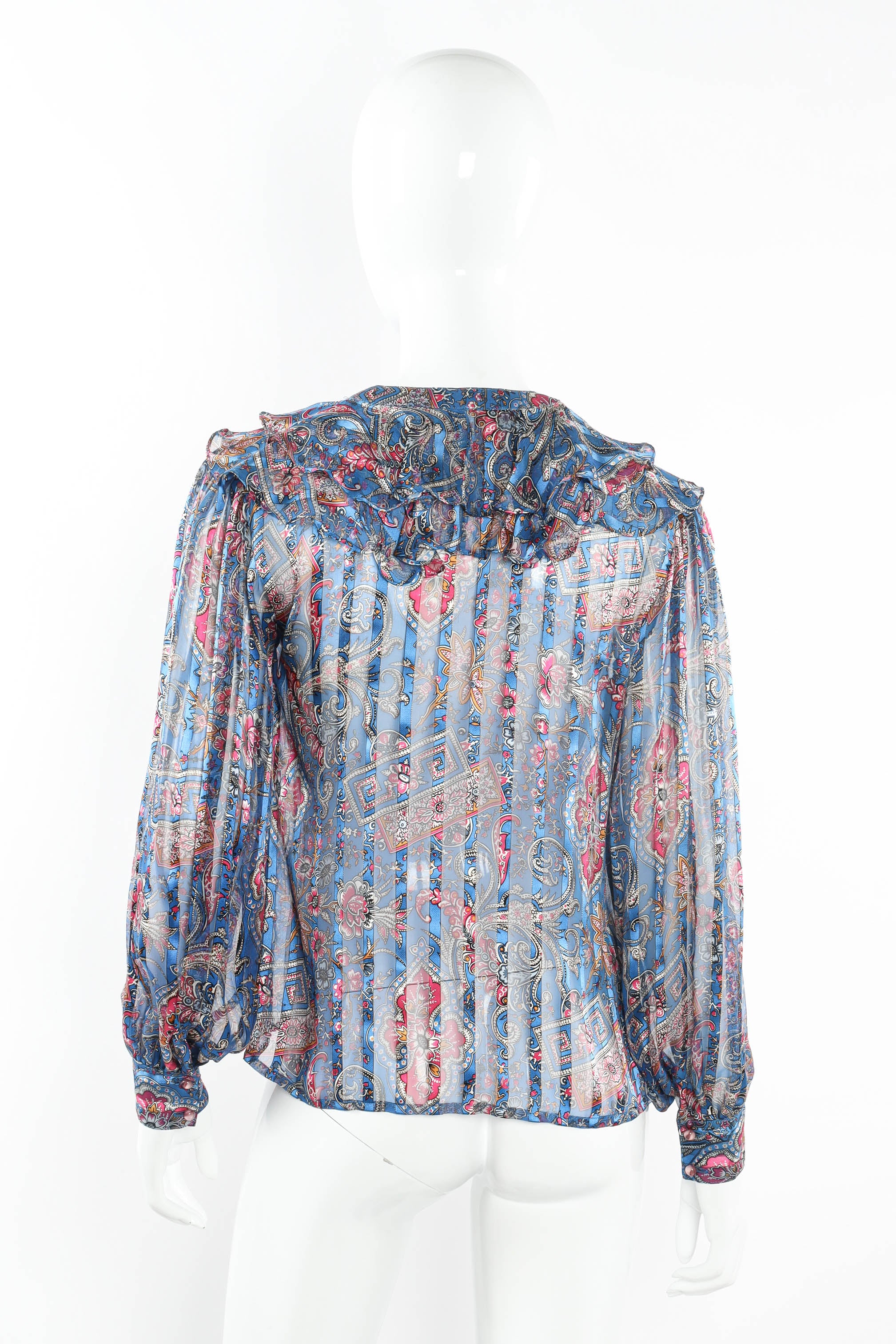 Vintage The Silk Farm Sheer Paisley Top & Skirt Set mannequin back top @ Recess LA