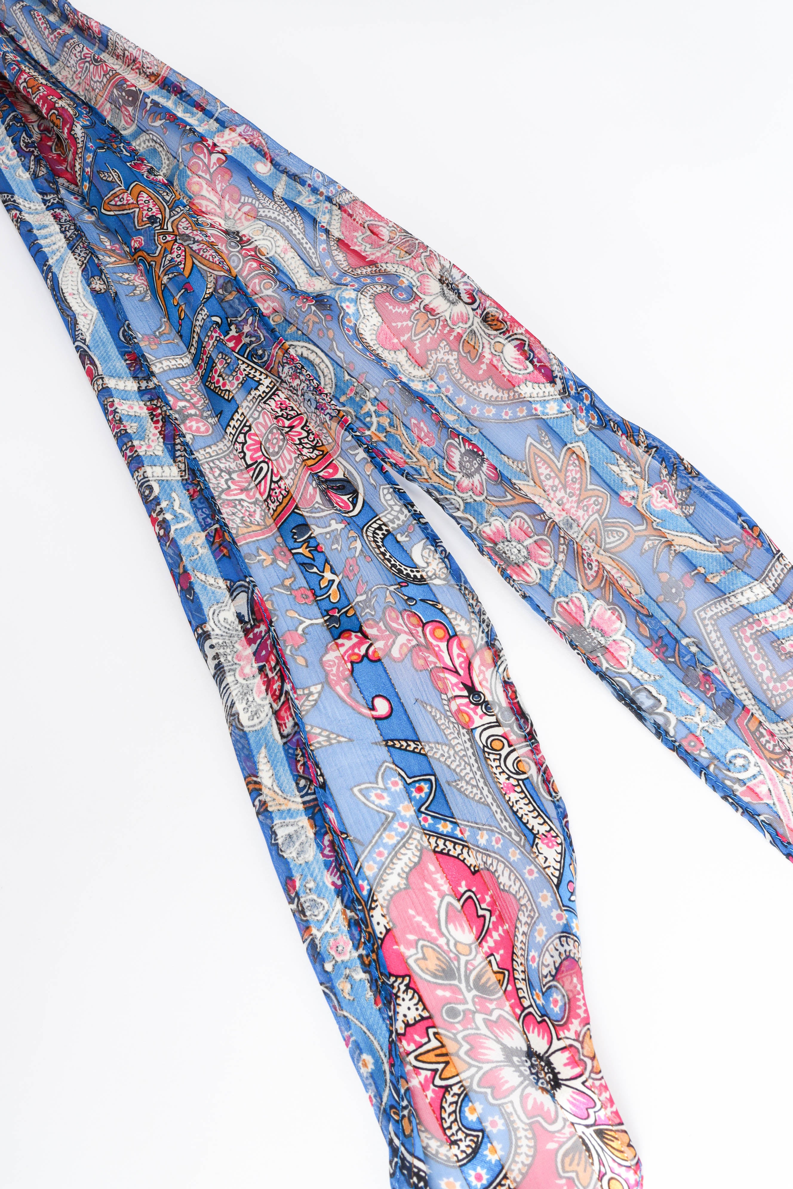 Vintage The Silk Farm Sheer Paisley Top & Skirt Set scarf detail  @ Recess LA