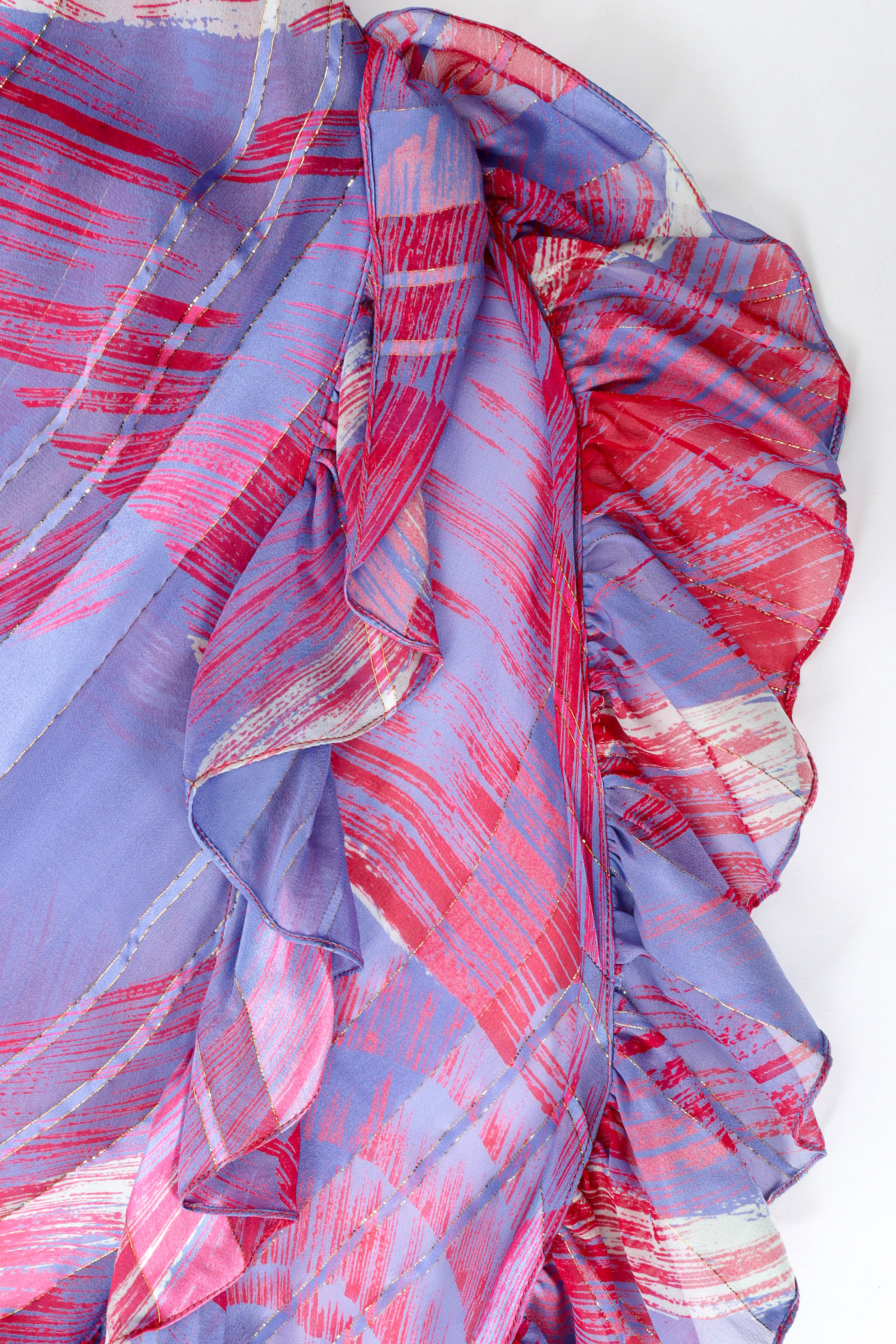 Vintage The Silk Farm Mirage Brush Strokes Dress ruffle pleat detail @ Recess LA
