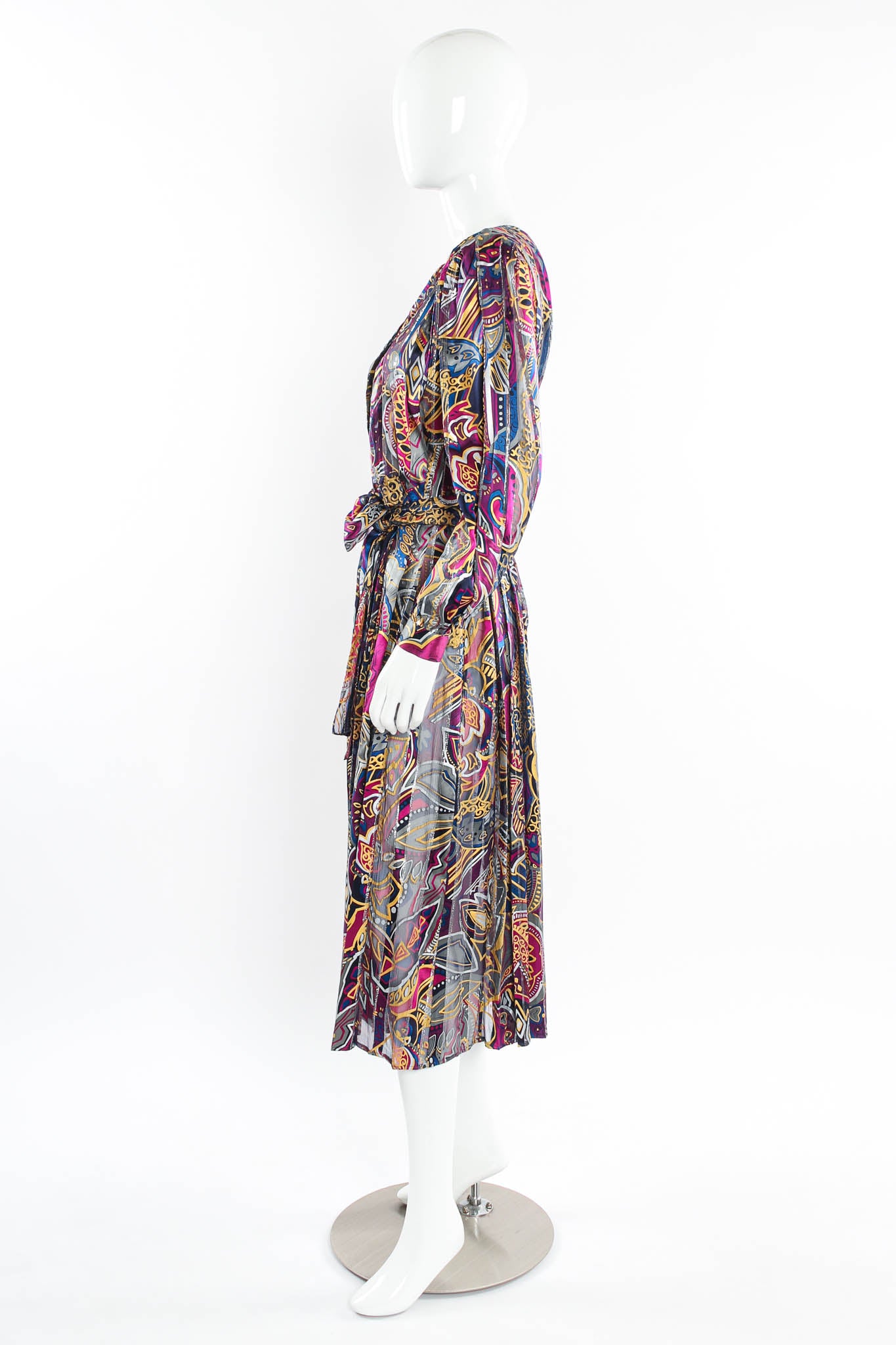Vintage Silk Farm Abstract Geo Floral Silk Dress mannequin side @ Recess Los Angeles