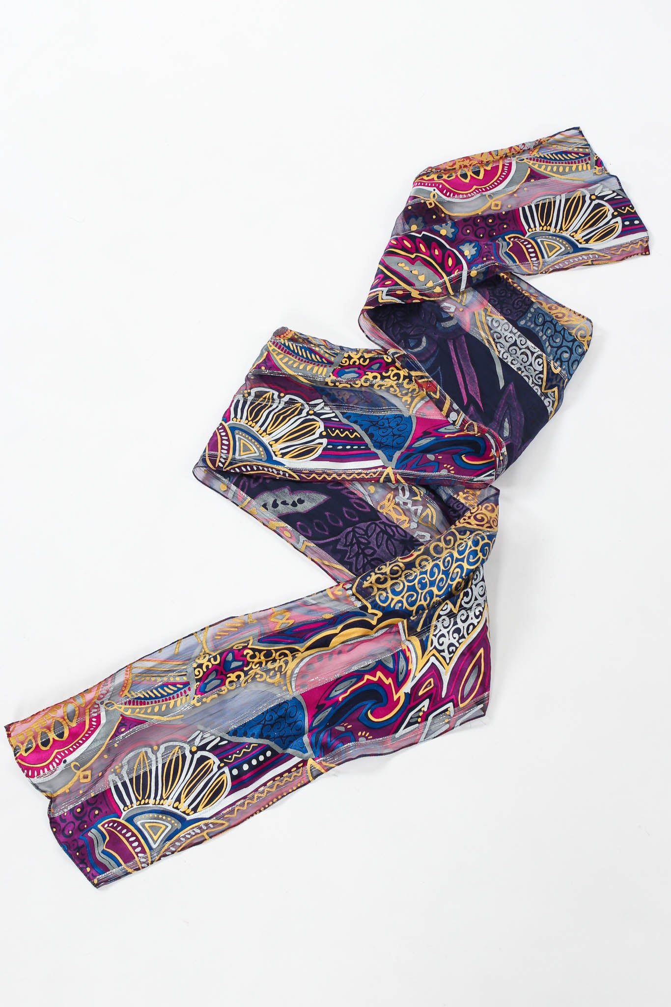 Vintage Silk Farm Abstract Geo Floral Silk Dress waist belt tie @ Recess Los Angeles