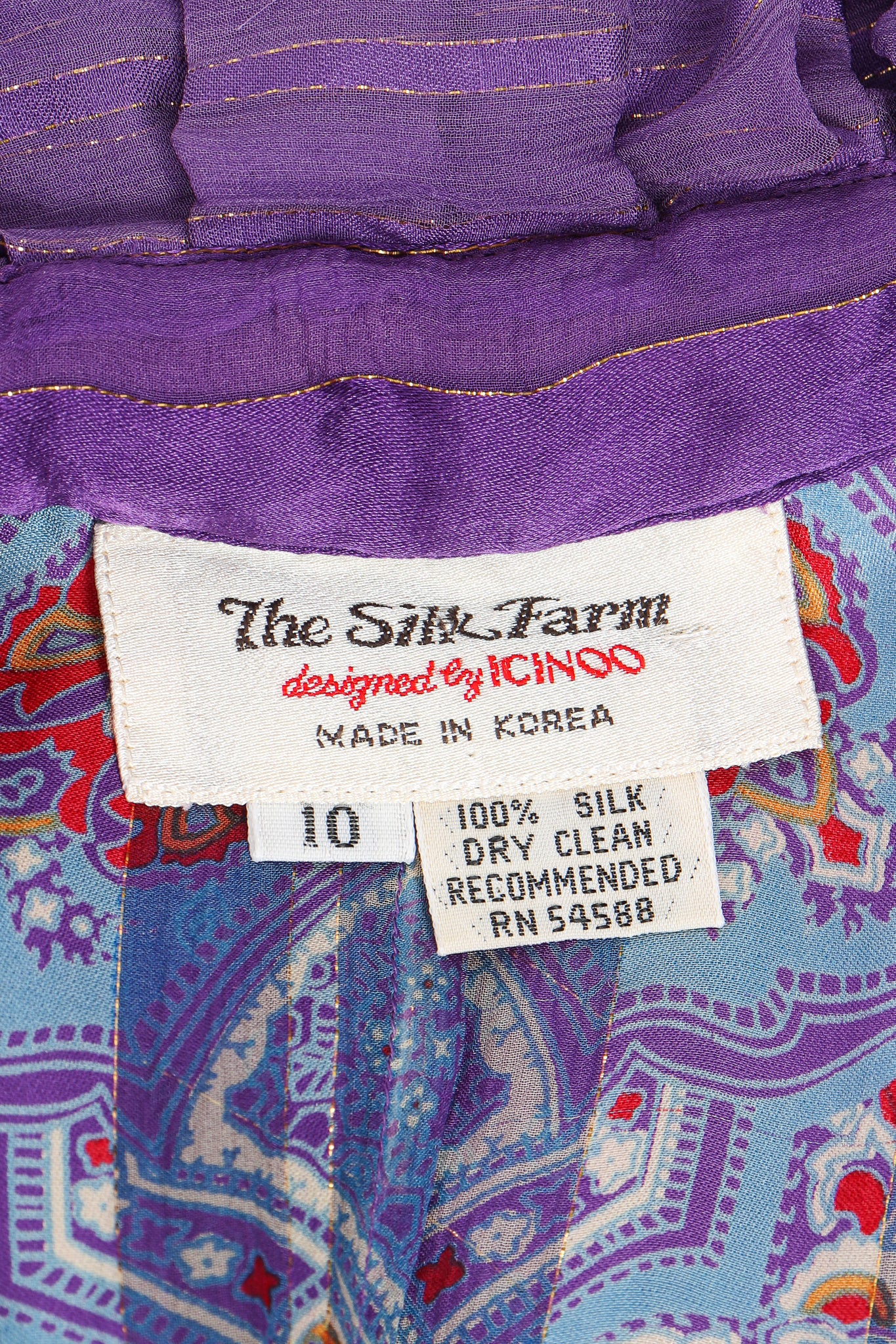 Vintage The Silk Farm Sheer Striped Ruffle Dress label at Recess Los Angeles