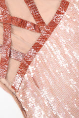 Recess Designer Consignment Vintage Sistermax Snake Trimmed Nude Blush Sequin Dress Los Angeles Resale Mariano Fortuny