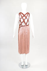 Recess Designer Consignment Vintage Sistermax Snake Trimmed Nude Blush Sequin Dress Los Angeles Resale Mariano Fortuny