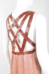 Recess Designer Consignment Vintage Sistermax Snake Trimmed Nude Blush Sequin Dress Los Angeles Resale Mariano Fortuny