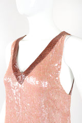 Recess Designer Consignment Vintage Sistermax Snake Trimmed Nude Blush Sequin Dress Los Angeles Resale Mariano Fortuny