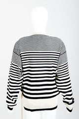 Vintage Sonia Rykiel White Stripe Knit Boyfriend Wrap Sweater on Mannequin back at Recess