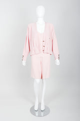 Vintage Sonia Rykiel Baby Pink Camisole Short & Sweater Ensemble on Mannequin front open