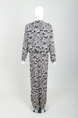 Vintage Sonia Rykiel Leaf Print Jacket, Tank & Pant Ensemble on Mannequin Back at Recess