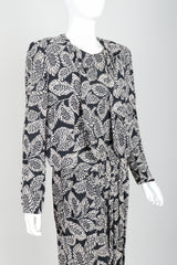 Vintage Sonia Rykiel Leaf Print Jacket, Tank & Pant Ensemble on Mannequin Angled at Recess