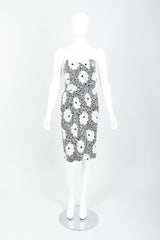 Vintage Sonia Rykiel black white Floral Print Dress on mannequin front at Recess