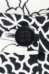 Vintage Sonia Rykiel black white Floral Print Dress & Blouse Set button detail