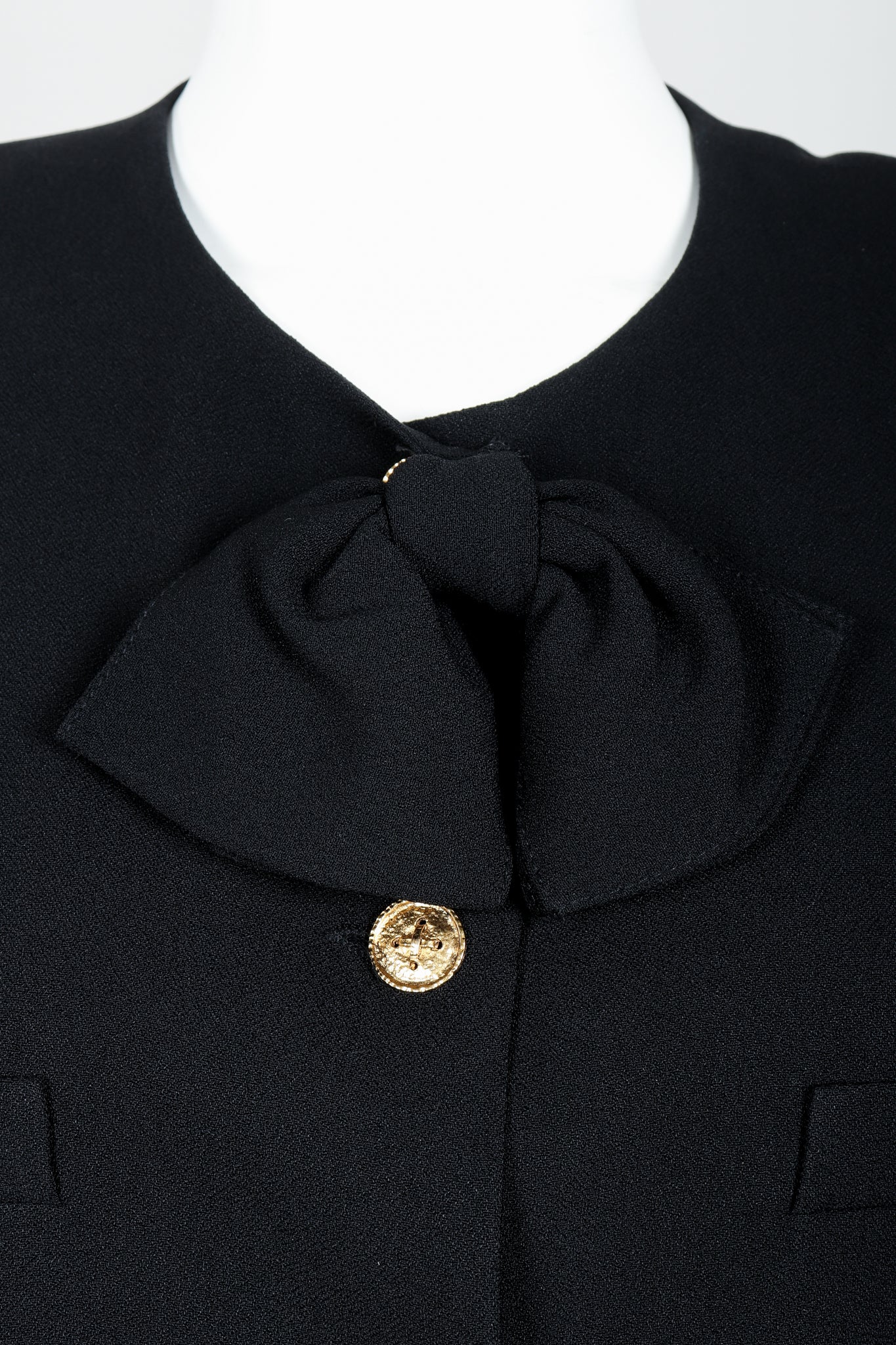 Vintage Sonia Rykiel Chanel Style Boxy Jacket Suit on Mannequin bow detail at Recess