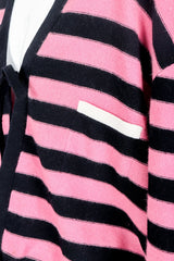 Vintage Sonia Rykiel Pink Stripe Knit Boxy Cardigan on Mannequin Pocket Detail at Recess