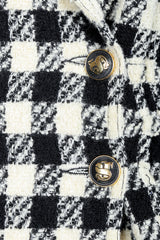 Vintage Sonia Rykiel Bouclé Buffalo Check Jacket Set on mannequin button detail