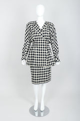 Vintage Sonia Rykiel Bouclé Buffalo Check Jacket & Skirt Set on mannequin front at Recess