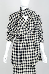 Vintage Sonia Rykiel Bouclé Buffalo Check Jacket & Skirt Set on mannequin front crop at Recess