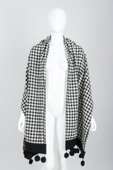 Vintage Sonia Rykiel Bouclé Houndstooth Pom Pom Shawl on Mannequin at Recess