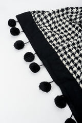 Vintage Sonia Rykiel Bouclé Houndstooth Pom Pom Shawl detail at Recess