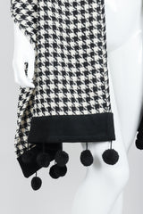 Vintage Sonia Rykiel Bouclé Houndstooth Pom Pom Shawl on Mannequin pom detail