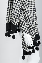 Vintage Sonia Rykiel Bouclé Houndstooth Pom Pom Shawl on Mannequin pom detail at Recess