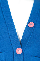 Vintage Sonia Rykiel Blue Knit cardigan set stain at lapel