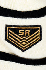 Vintage Sonia Rykiel Cream Knit Letterman Cardigan on Mannequin logo patch at Recess