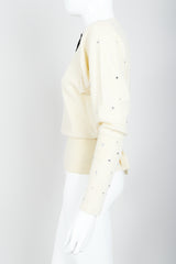 Vintage Sonia Rykiel Cream Knit Bow Tie Sweater on Mannequin side At Recess