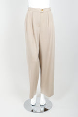 Vintage Sonia Rykiel Sand Beige Knit Pleated Pant on Mannequin front at Recess