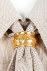 Vintage Sonia Rykiel Beige Knit Sweater Scarf & Short Ensemble Crop neckerchief on Mannequin