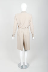 Vintage Sonia Rykiel Beige Knit Sweater Scarf & Short Ensemble Back on Mannequin