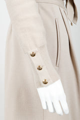 Vintage Sonia Rykiel Beige Knit Sweater Scarf & Short Ensemble Sleeve Detail on Mannequin