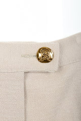 Vintage Sonia Rykiel Beige Knit Short Ensemble Waist Button on Mannequin