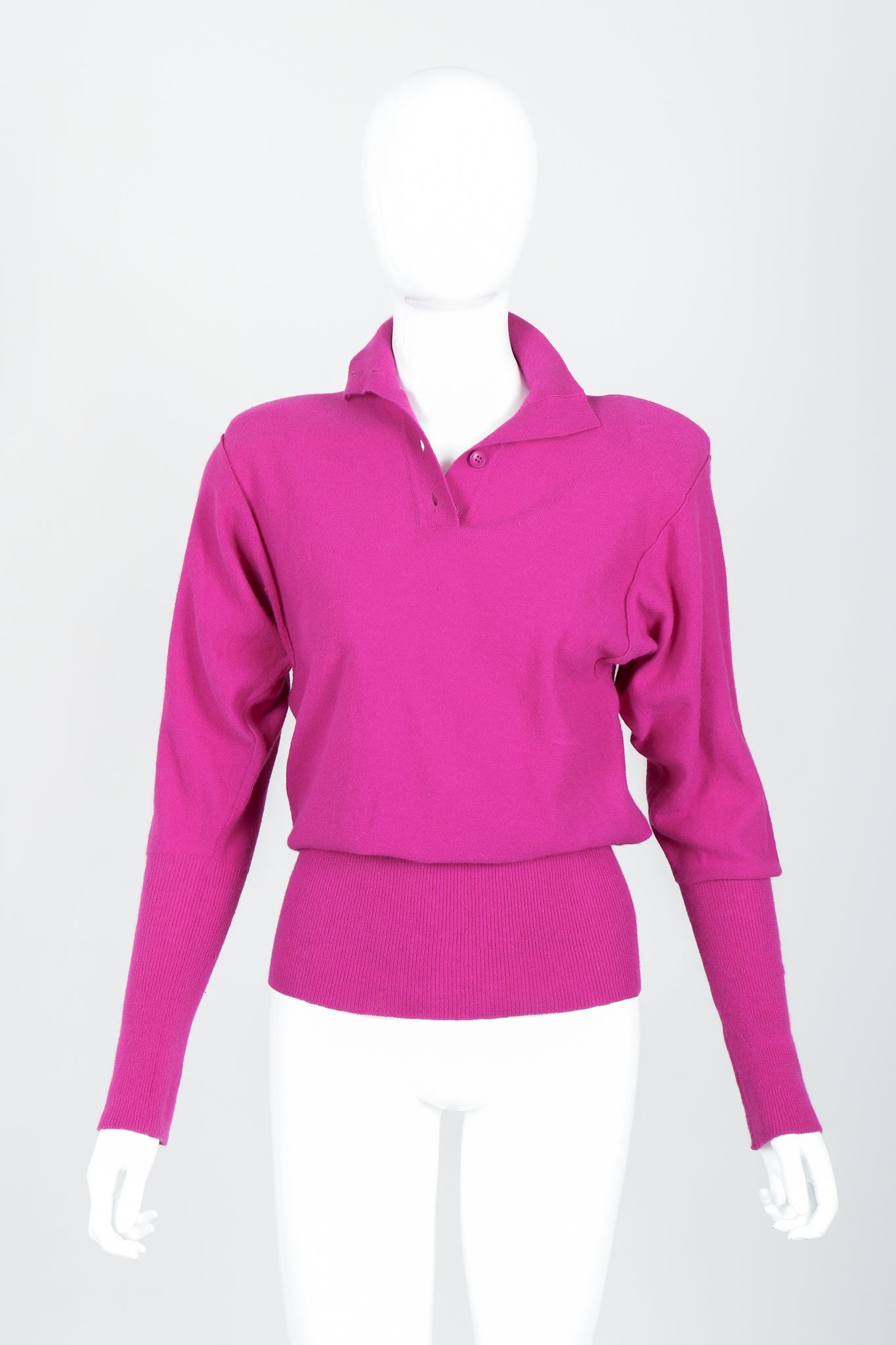 Vintage Sonia Rykiel Magenta Knit Popover Sweater on Mannequin Front at Recess