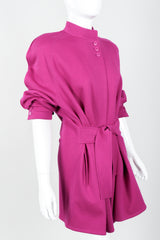 Vintage Sonia Rykiel Fuchsia Knit Cocoon Coat belted on mannequin side at Recess