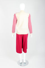 Vintage Sonia Rykiel Magenta Knit Sweater & Panel Short Skort Set on Mannequin back at Recess
