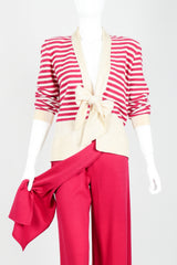 Vintage Sonia Rykiel Magenta Knit Sweater & Panel Short Skort Set on Mannequin crop at Recess