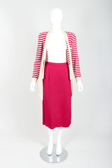 Vintage Sonia Rykiel Magenta Knit Sweater & Panel Short Skort Set on Mannequin open at Recess