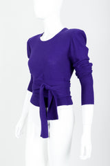 Vintage Sonia Rykiel Purple Waist Tie Sweater on mannequin angled waist tie at Recess