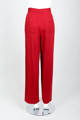 Vintage Sonia Rykiel Red Knit Pant Set on mannequin back at Recess