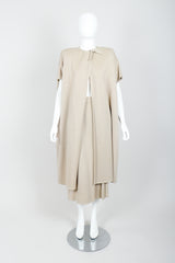 Vintage Sonia Rykiel Sand Beige Knit Cape & Skirt Set on Mannequin front at Recess