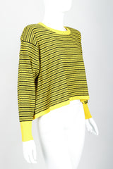 Vintage Sonia Rykiel Yellow Stripe Knit Boxy Sweater on Mannequin Side at Recess