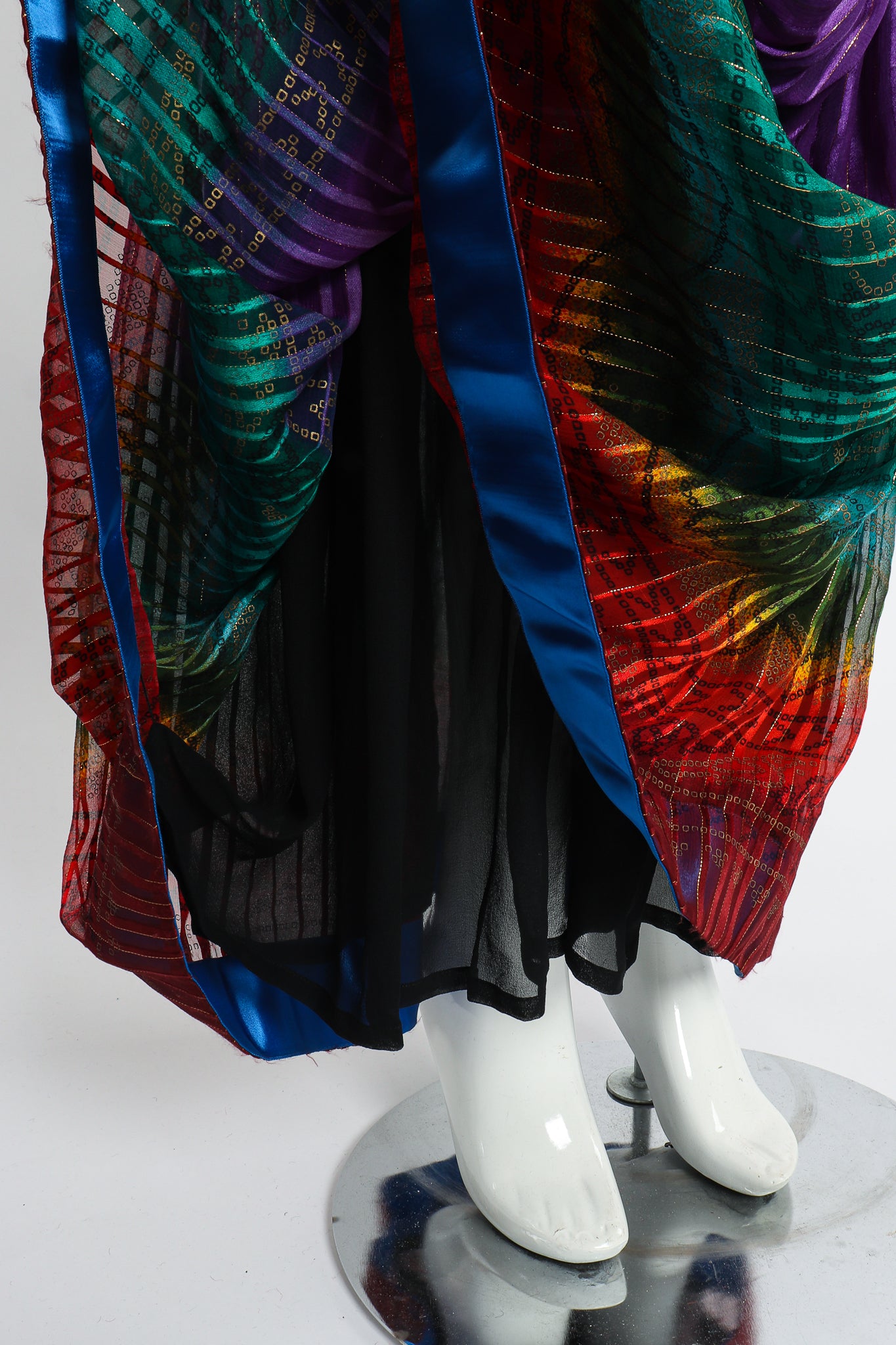 Vintage Soo Yung Lee Chiffon Rainbow Ombré Dress skirt hem lining at Recess Los Angeles
