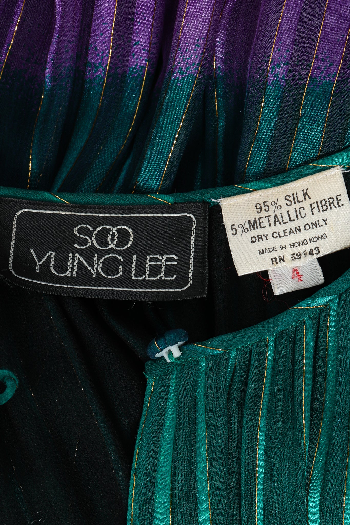 Vintage Soo Yung Lee Chiffon Rainbow Ombré Dress label at Recess Los Angeles